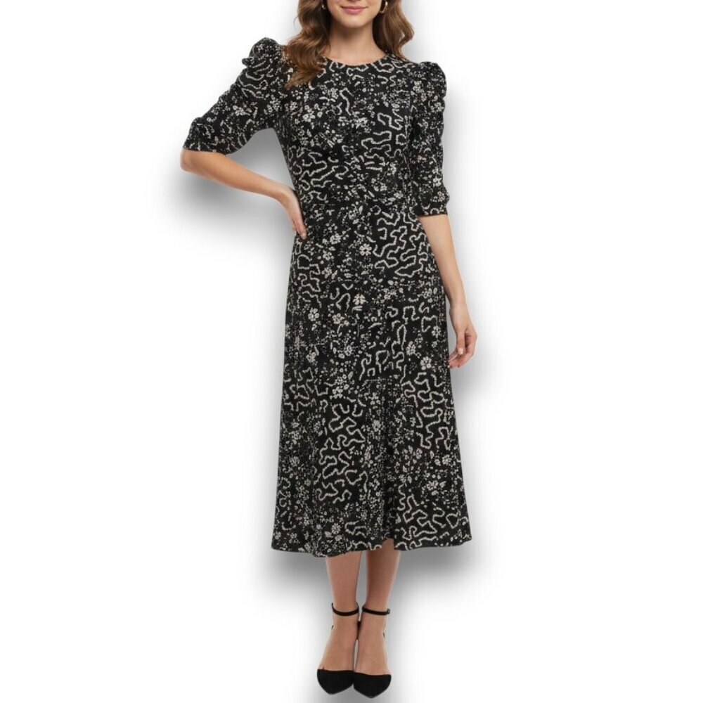 Isabel Marant Dress Floral Silk Ruched  Midi